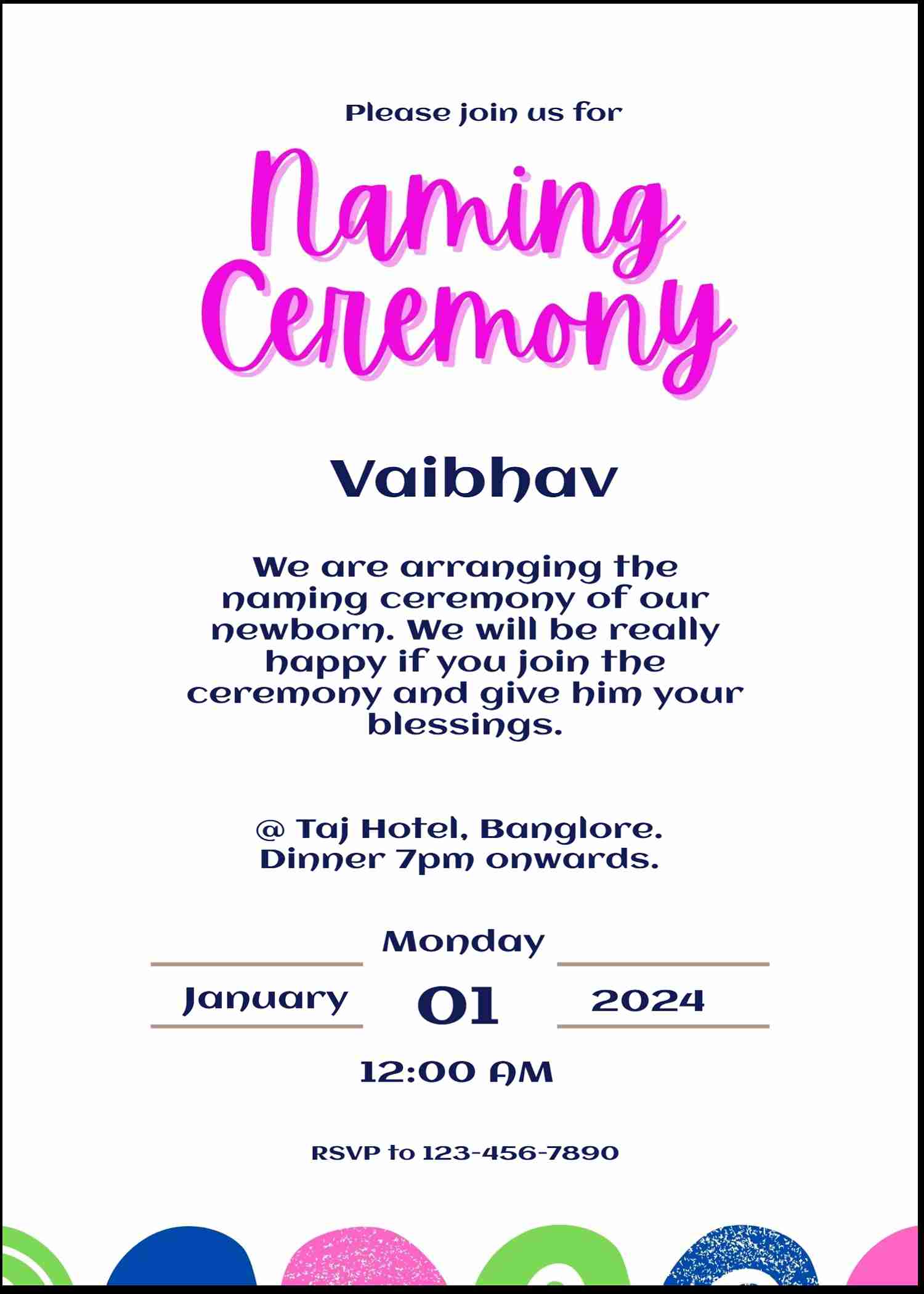 Create invitation card online for naming ceremony