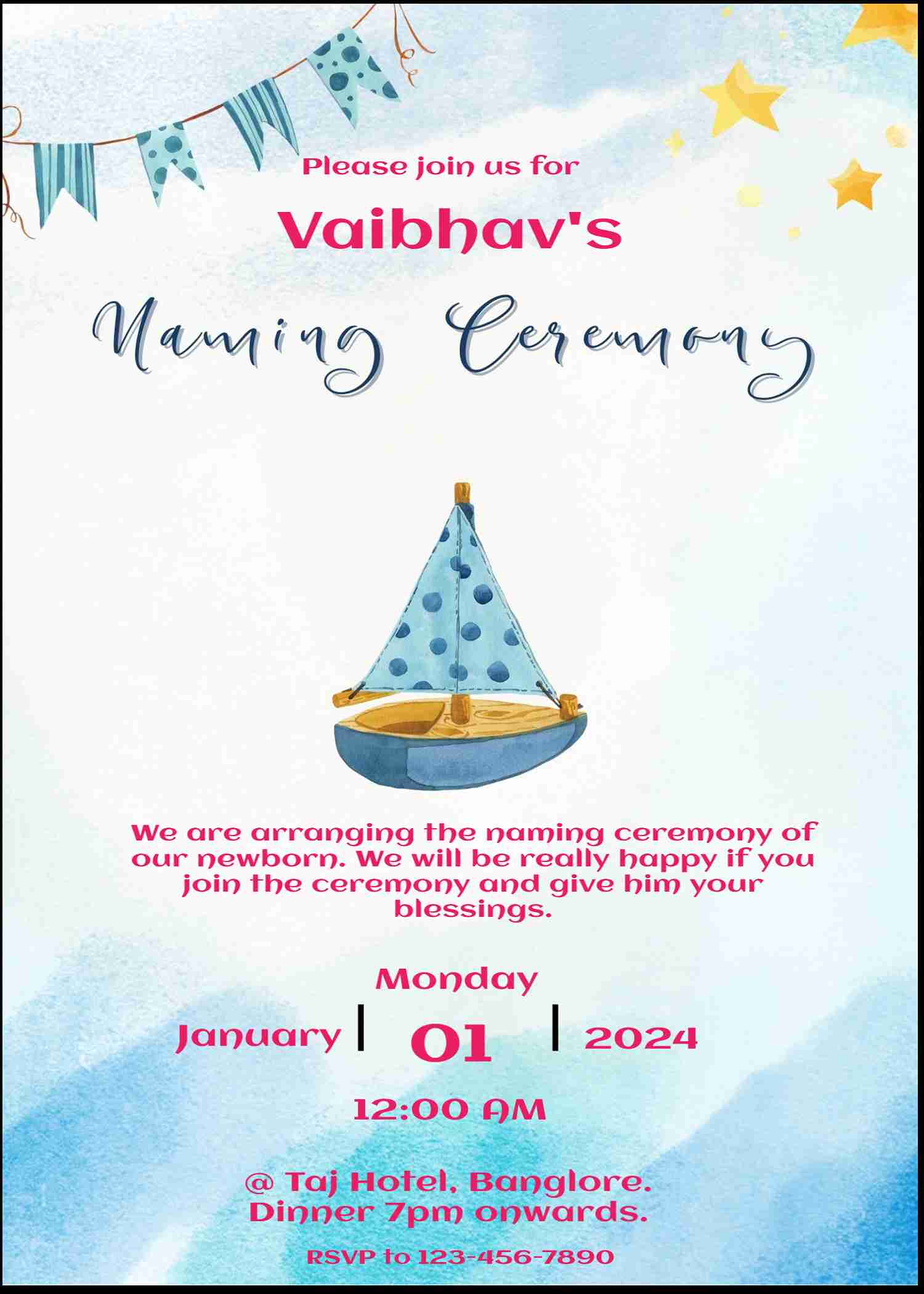 Make naming ceremony invitation card